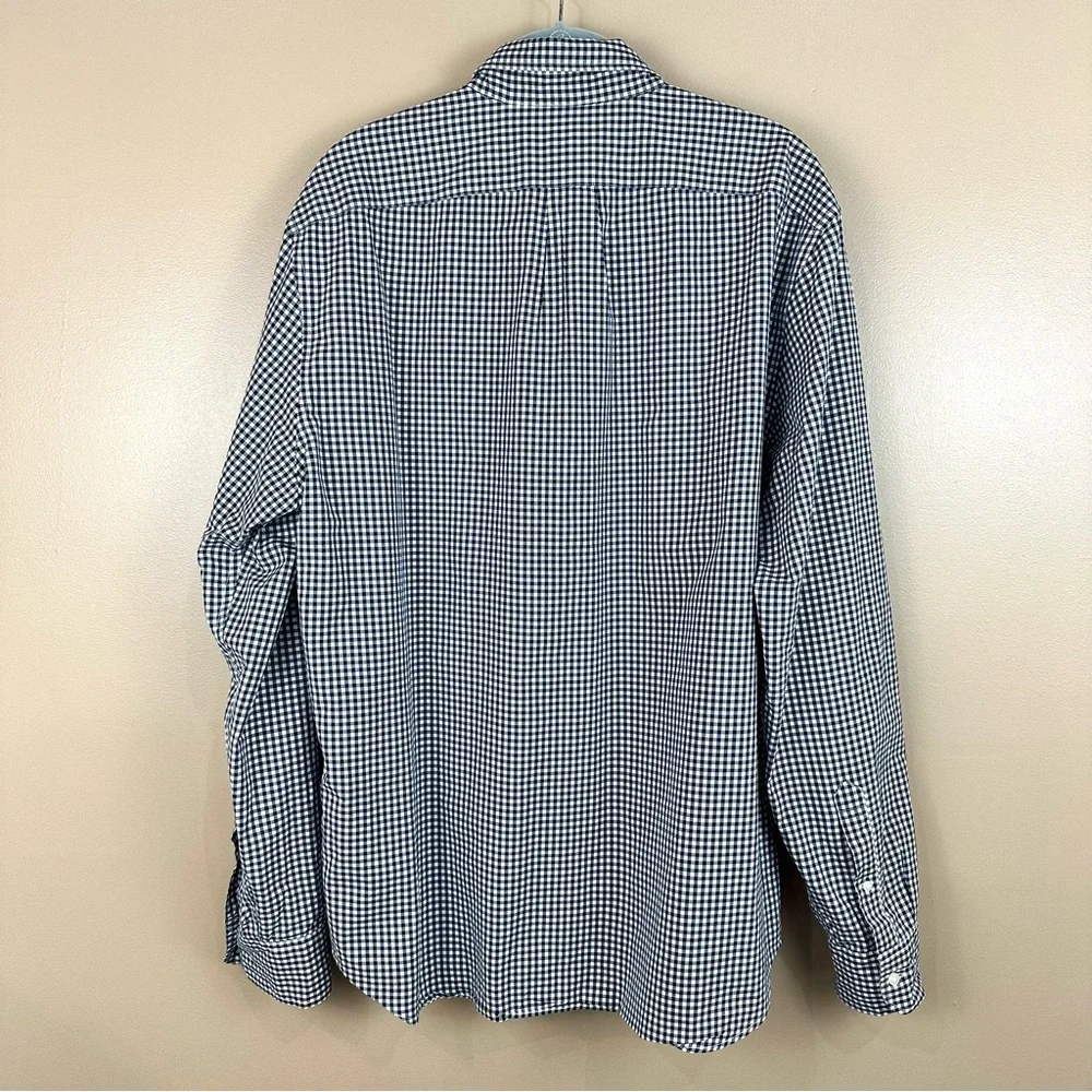 J Crew Men's Secret Wash Slim Fit Navy Blue Gingham Shirt Large Check Oxford